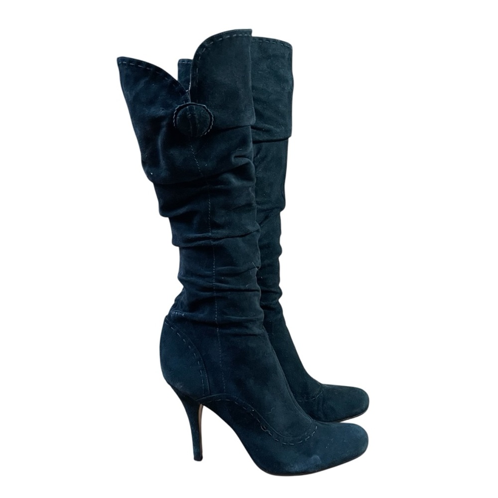 Knee High Black‎ Suede-like Round Toe Zip inside Button Accent Vince Camuto 9.5